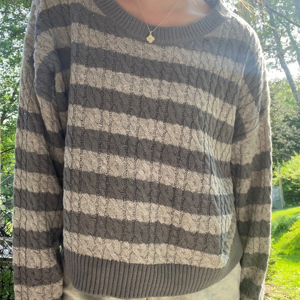 Sage + Stone Striped Cable Knit Sweater or Cover Up for Summer